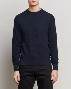Ecaio Knitted Structured Sweater Dark Blue S -Boss Butikk 22244611r 3