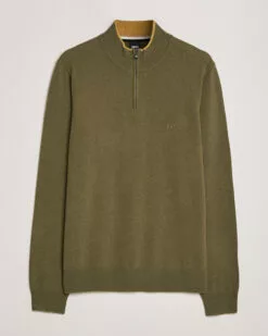 Barlo Lambswool Half Zip Open Green S
