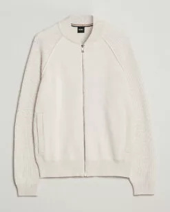 Grissino Structured Knitted Full-Zip Open White S