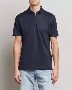 Press Linen Polo Dark Blue S -Boss Butikk 24042411r 3