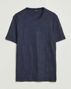 Tiburt Linen Crew Neck T-Shirt Dark Blue S