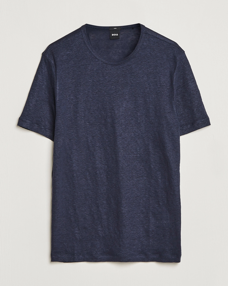 Tiburt Linen Crew Neck T-Shirt Dark Blue S 1 Tiburt Linen Crew Neck T-Shirt Dark Blue S