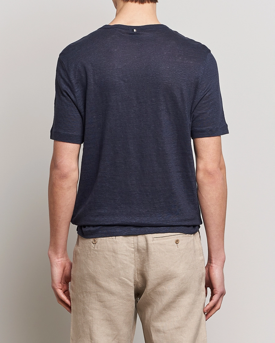 Tiburt Linen Crew Neck T-Shirt Dark Blue S 4 Tiburt Linen Crew Neck T-Shirt Dark Blue S - Bilde 4