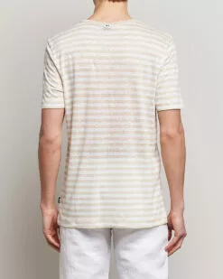Tiburt Striped Linen Crew Neck T-Shirt Open White S -Boss Butikk 24043511r 4