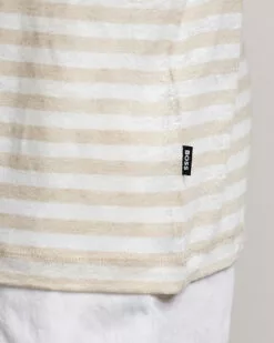 Tiburt Striped Linen Crew Neck T-Shirt Open White S -Boss Butikk 24043511r 5