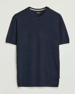 Giacco Knitted Crew Neck T-Shirt Dark Blue M