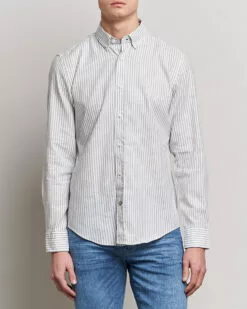 Hal Cotton/Linen Striped Shirt Open Green 41 - L -Boss Butikk 24044511r 3