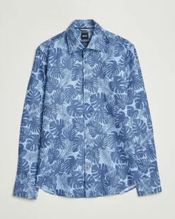 Hal Cotton/Linen Flower Shirt Open Blue 38 - S