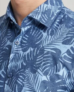 Hal Cotton/Linen Flower Shirt Open Blue 38 - S -Boss Butikk 24044911r 5