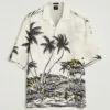 Lars Printed Resort Collar Shirt Open White S