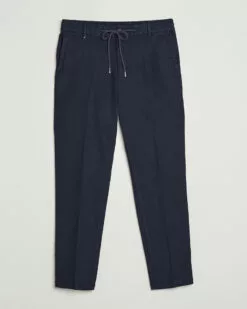Kane Cotton/Linen Drawstring Trousers Dark Blue 50