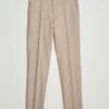 Genius Wool/Cotton Pleated Trousers Light Beige 50