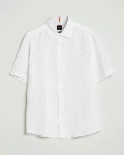 BOSS ORANGE Rash Linen Short Sleeve Shirt White M
