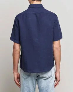 BOSS ORANGE Rash Linen Short Sleeve Shirt Navy S -Boss Butikk 24059311r 4