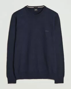 BOSS BLACK Botto Wool Knitted Crew Neck Sweater Dark Blue M