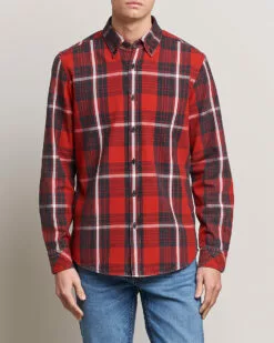 BOSS ORANGE Rickert Checked Shirt Red/Grey S -Boss Butikk 25077311r 3