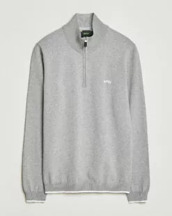 BOSS GREEN Zallo Knitted Half Zip Sweater Light Grey S