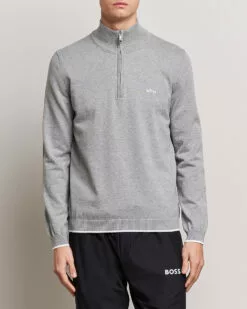 BOSS GREEN Zallo Knitted Half Zip Sweater Light Grey S -Boss Butikk 25078811r 3